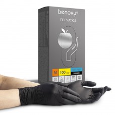 Перчатки нитриловые «Benovy» черные 100 пар