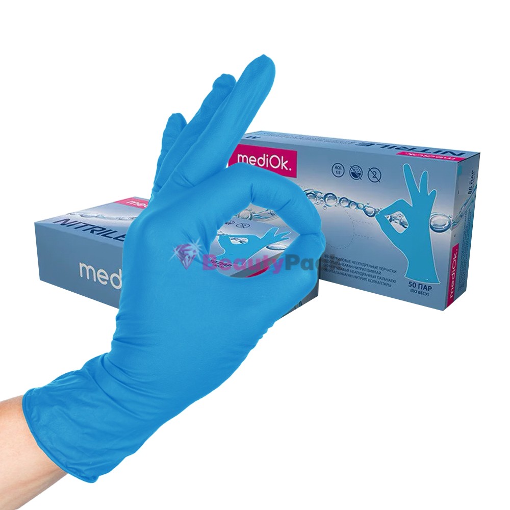 Перчатки нитриловые «MediOk» голубые