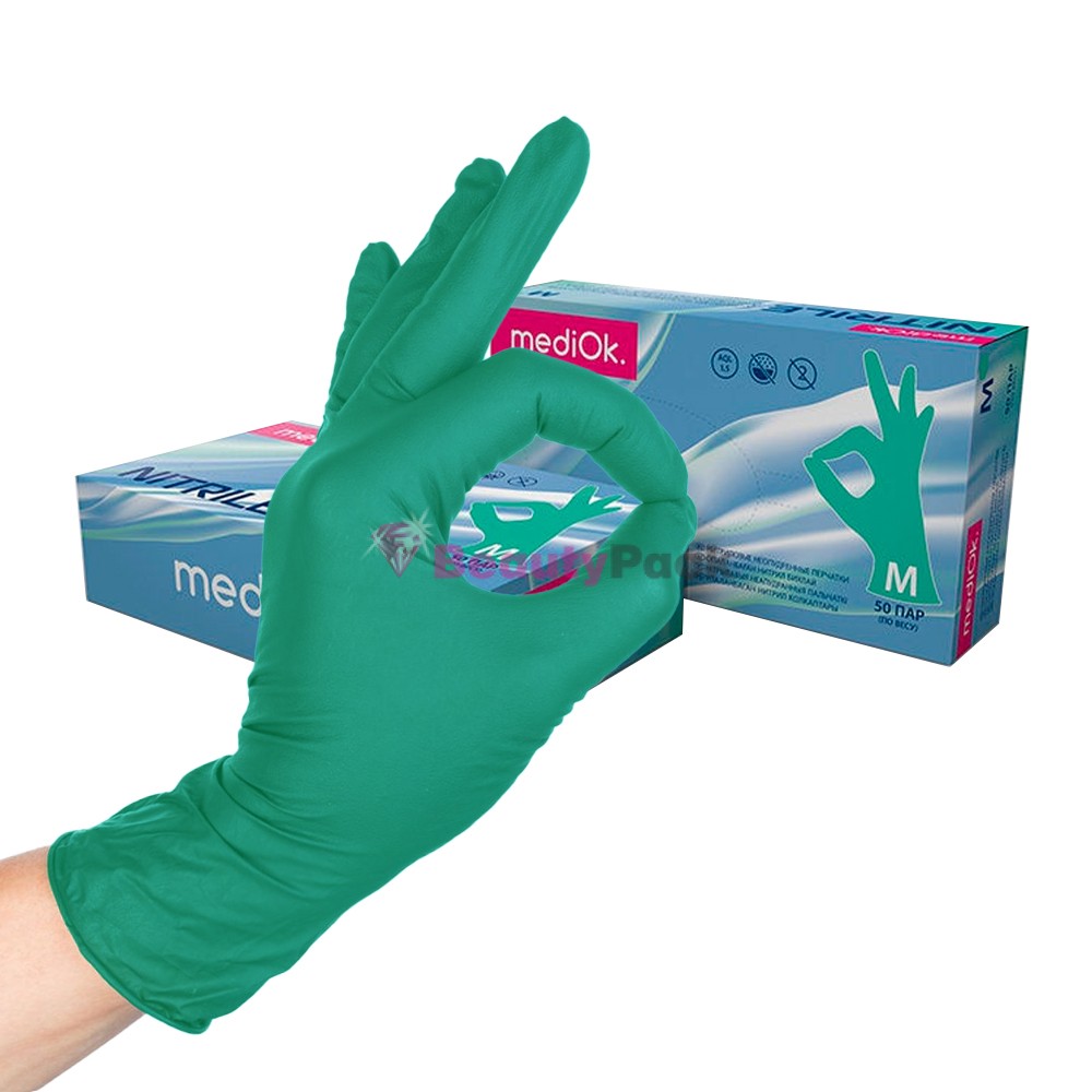 Перчатки нитриловые «MediOk» зеленые