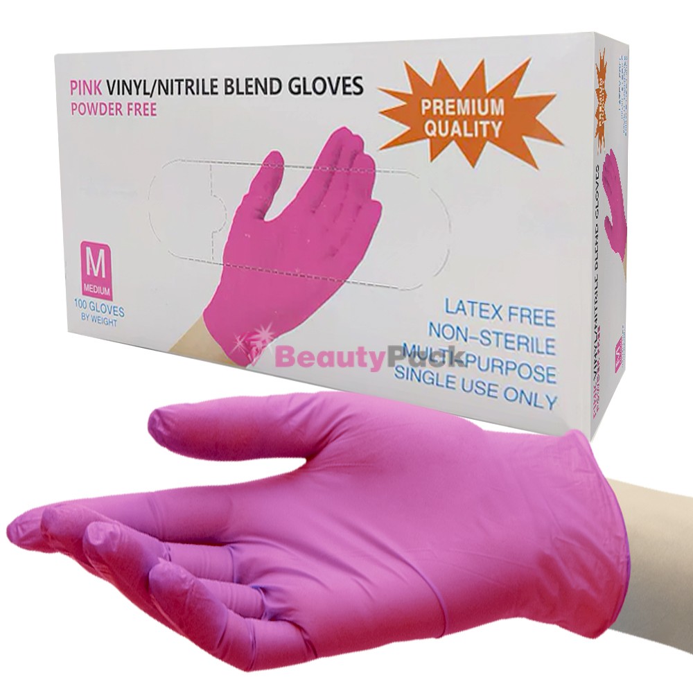 Перчатки нитровиниловые «Wally Plastic» розовые